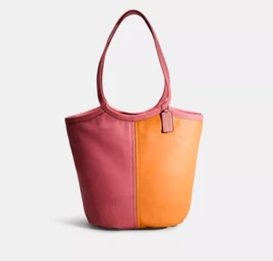Coach Bea Tote Color block Orange Taffy Pink EUC MINT CONDITION - Picture 1 of 17