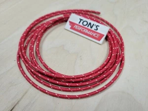 5 feet 14ga Vintage Braided Cloth Covered Primary Wire 14 ga gauge Red 1 White - Picture 1 of 2