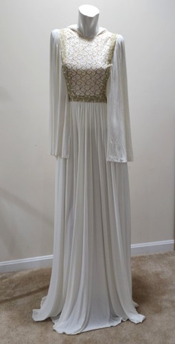 OFF WHITE Abito da sera donna Modanisa modesto bianco sporco nuovo con etichette taglia EU 36 US taglia 4