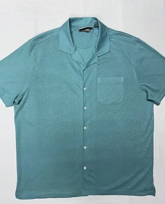 Daniel Cremieux Men Shirt Large Jersey Linen Cotton Short Sleeve Green Jade $85 - Image 1 of 4