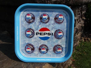 Vintage 1960's Enjoy Pepsi Square Serving 13" Square Metal Tray - Picture 1 of 9
