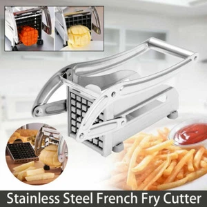 Stainless Steel French Fry Cutter Vegetable Potato Chopper Slicer Dicer 2 Blades - Picture 1 of 7