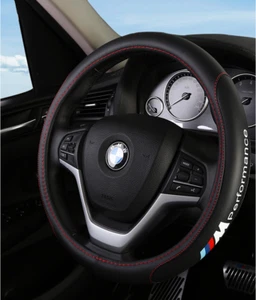 15" Steering Wheel Cover Genuine Leather For BMW M /1 2 3 4 5 6 Series x1 x3 x5 - Picture 1 of 14