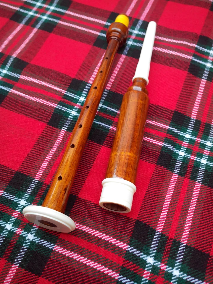 TARTAN CITY Scottish Bagpipe Wood Practice Chanter With 2 Reeds - ROSEWOOD