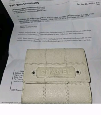 Auténtica cartera vintage de cuero Chanel blanca Foto 1 de 4