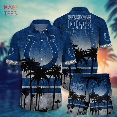 Indianapolis Colts Hawaiian Suit Casual Short Sleeve Cloth Loose Board Shorts Cover