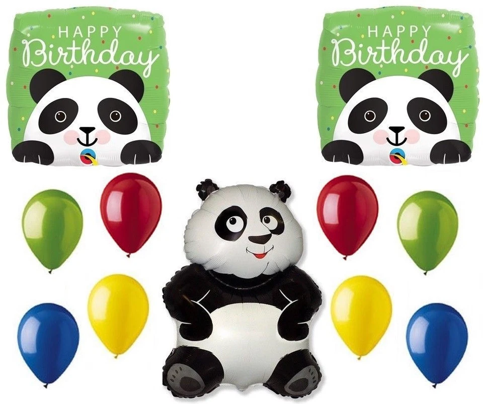 PANDA Pandemonium Jungle Red Happy Birthday Party Full Mylar Latex Balloons Set - Image 1 of 1