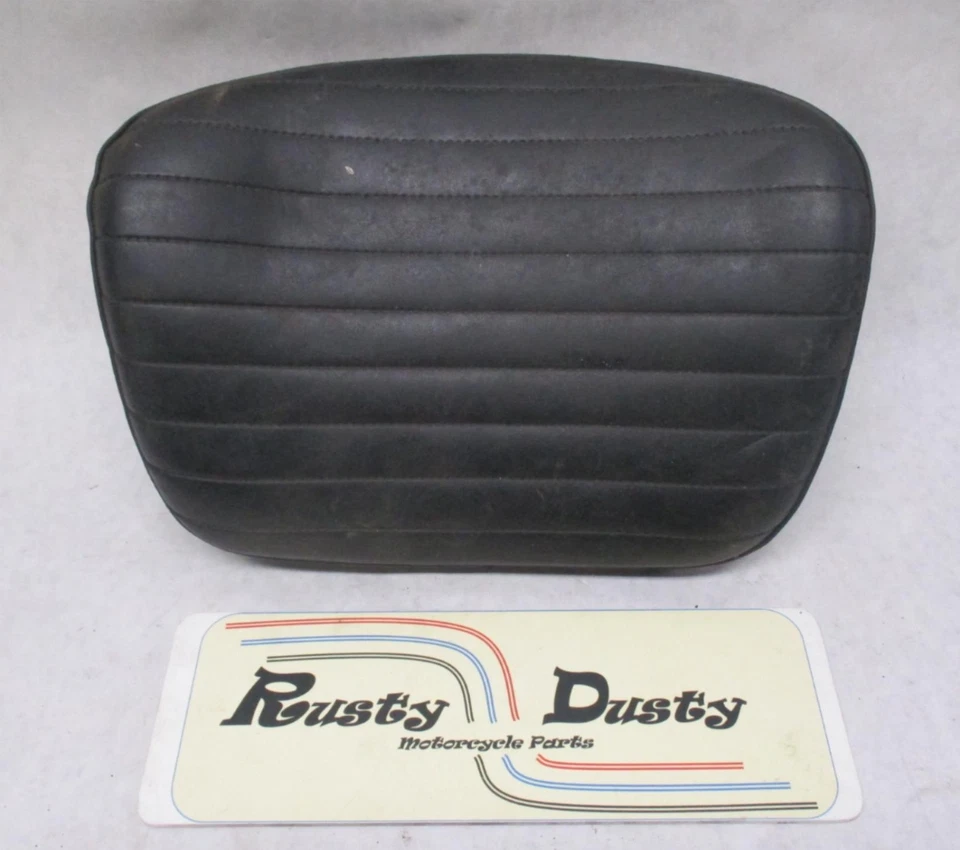 Harley Davidson Shovelhead Passenger Backrest Pad Stitched Vintage Black - Image 1 of 4