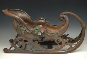 AMPHORA WORKS RIESSNER ANTIQUE GRAPES XL SLEIGH 18" SCULPTURE WINE HOLDER SCARCE - Picture 1 of 12
