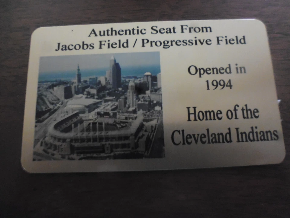 JACOBS FIELD / PROGRESSIVE FIELD ASIENTO ESTADIO PLACA HOGAR DE LOS INDIOS Foto 1 de 1