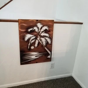 Metal Wall Ocean Scene art, Rustic home decor sculpture  living room artwork - Picture 1 of 3