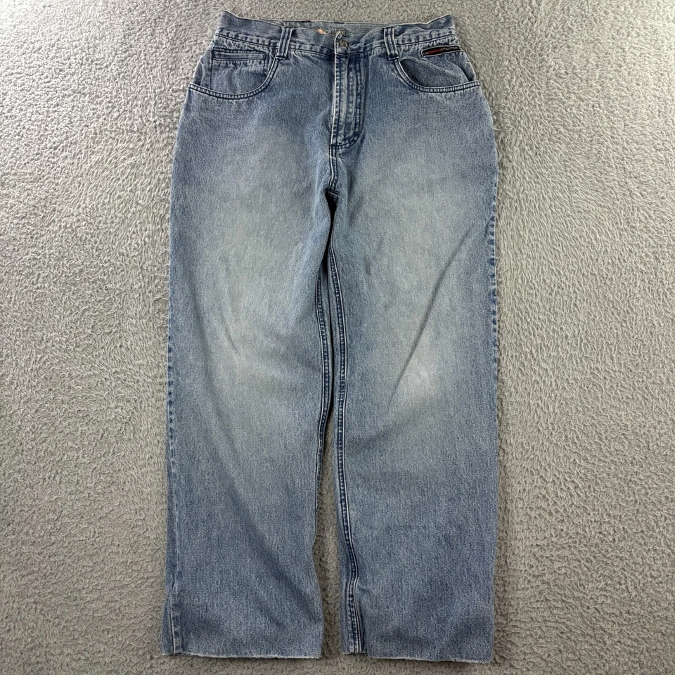 Pantalones de mezclilla vintage años 90 Y2K No Fear Evolution talla 30x28 HEMMED relajados holgados patinadores Foto 1 de 4