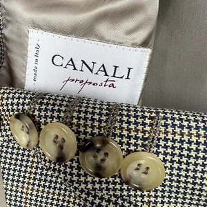 44R Canali Italy Proposta Mens 3 Button Beige Herringbone Wool Blazer Italy 54R - Picture 1 of 11