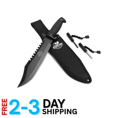 Cuchillo táctico de hoja fija afilada con iniciador de fuego - listo para campamento/supervivencia Foto 1 de 4