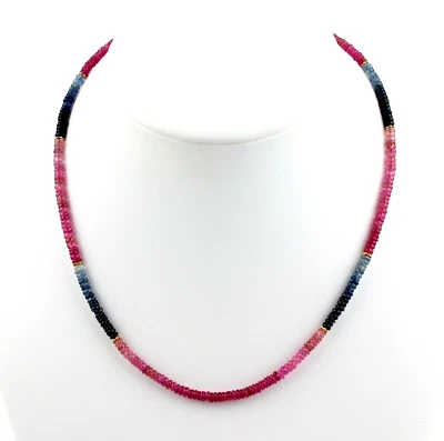 Natura Zaffiro Collana Pietre Preziose Rosa Blu Lenti Regalo 47 CM - Immagine 1 di 4