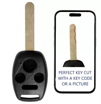 KEY CUT SERVICE + 4 Button Remote Key Shell Case For Honda 2003 - 2013 Models - Image 1 of 4
