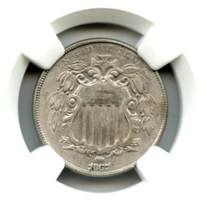 1867 No Rays Shield Nickel, NGC MS61 - Picture 1 of 3