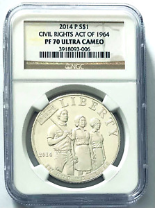 2014 P $1 Civil Rights Act of 1964 Silver Dollar NGC PF 70 Ultra Cameo