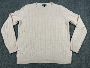 J Crew  Wool Blend Sweater Size Large Pink Cable Knit Pullover L/S Preppy Rabbit - Picture 1 of 8