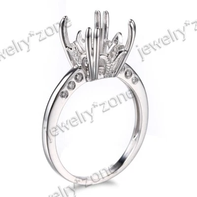 10x10mm Cushion Solid 10k White Gold Semi Mount Wedding Ring Diamond Jewelry - Image 1 of 4