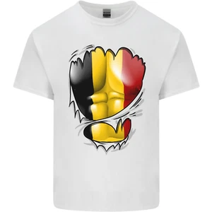 Gym Belgian Flag Ripped Muscles Belgium Kids T-Shirt Childrens - Picture 1 of 3