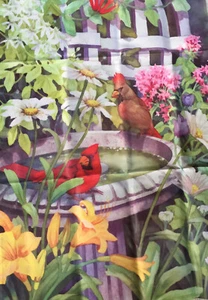 Evergreen Large flower birds Banner multiple colors water proof 43" x 28" New - Picture 1 of 3