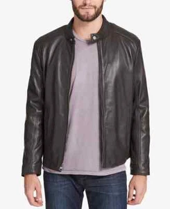 Chaqueta de moto de cuero Marc New York para hombre, - Espresso talla pequeña - Imagen 1 de 4