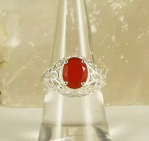 Red Onyx 8x10 mm Sterling Silver Ring Size 7 TCW 2.50 - Picture 1 of 10