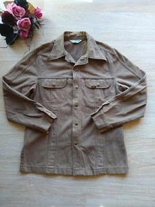 VTG 70s Lee Set Fabric Improver 100%Cotton Men Shirt Jacket Snap Brown Sz.XL USA - Picture 1 of 4