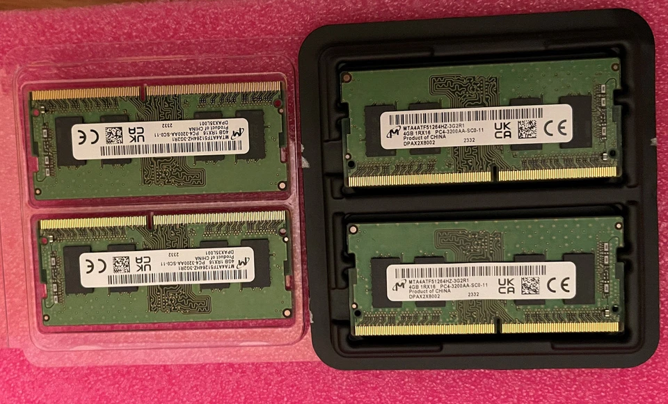 Micron 4x4GB DDR4 3200 Sodimm Laptop Memory MTA4ATF51264HZ-3G2R1 HP L83673-005 - Image 1 of 1