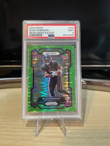 Bijan Robinson 2023 Panini Prizm Neon Green Pulsar #305 PSA 9 Rookie RC Falcons - Picture 1 of 3