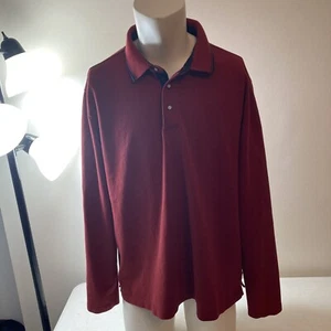 Untuckit Mens Red Long Sleeve Pima Cotton Casual Golf Polo Shirt Size XL - Picture 1 of 5