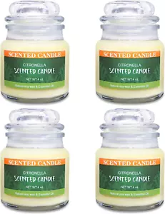 Citronella Candles 4-Pack, 4Oz Yellow Soy Wax with Lemongrass Essential Oil -... - Picture 1 of 1