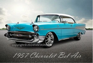 Chevrolet Bel Air 1957 Muscle Car Hot Rod Man Cave 11" x 19" impresión fotográfica B - Imagen 1 de 2