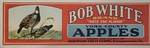 LABEL Bob White Apples Anderson Fruit Farms Stewartstown Pennsylvania - Picture 1 of 1