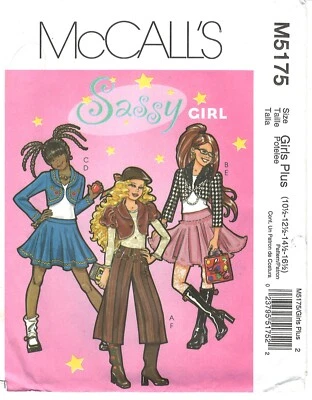 2006 McCall's M5175 Girls Plus Lined Shrugs Skirt Gaucho size 10-16 pattern - Image 1 of 3