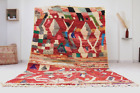 Handmade Rug, 5'x8' Geometric Moroccan Rug, Boujaad Red Multi Color Wool Carpet