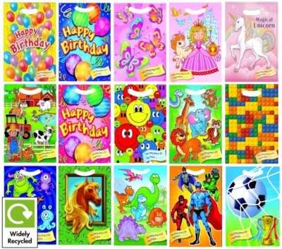 MUSTBEBONKERS Boys Girls Party Goodie Bags - Birthday Loot Treat Recyclable Plastic Candy Bag