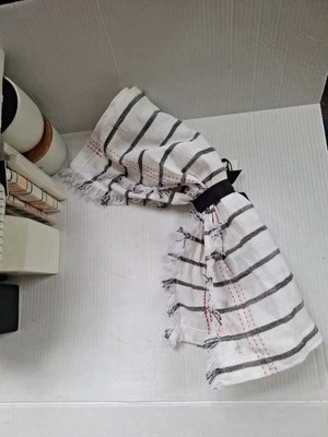 Hearth & Hand White Black Linen Cotton Stripe Runner Discontinued Tablecloth - Image 1 of 4