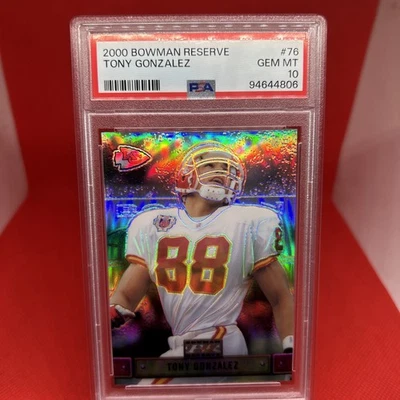 2000 Bowman Reserve Tony Gonzalez HOF Base Card Kansas City Chiefs HOF 76 PSA 10 - Image 1 of 2