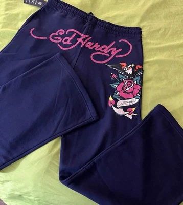 Ed Hardy Womens Wide Leg Sweatpants Size Small - Image 1 of 4