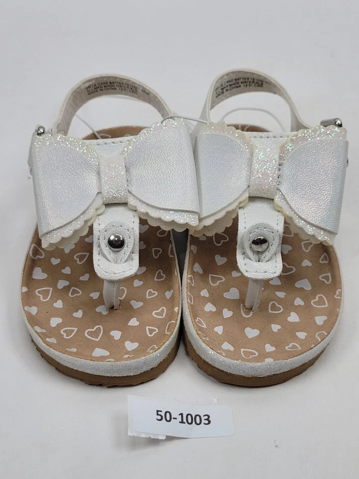 Sandalias Sugar Lil Icy Cake Batter Wedge blancas brillantes niñas pequeñas talla 6M Foto 1 de 4