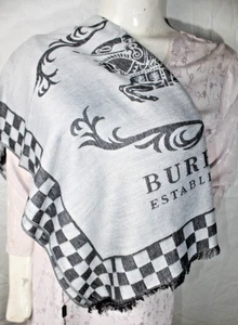 Original Burberry Schal Stola Monogramm Logo Mehrfarbig 100% Kaschmir Gebraucht - Bild 1 von 9