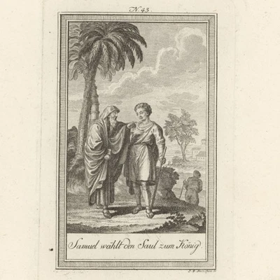Bibel Altes Testament Samuel und Saul Weltgeschichte Original Kupferstich 19 Jhd - Bild 1 von 3