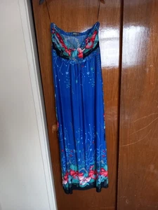 Apricot Blue Floral Long Strapless Summer/cocktail Dress Size L - Picture 1 of 6