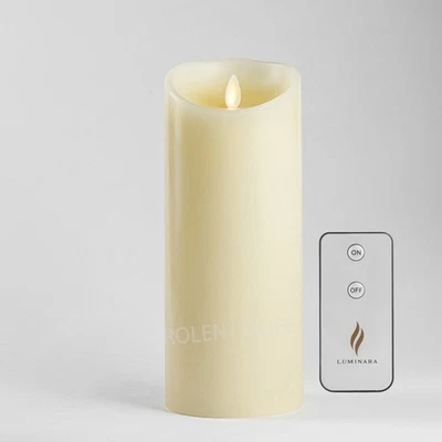 Velas de pilar de batería LED sin llama Luminara con temporizador parpadeo móvil marfil 9"" Foto 1 de 4