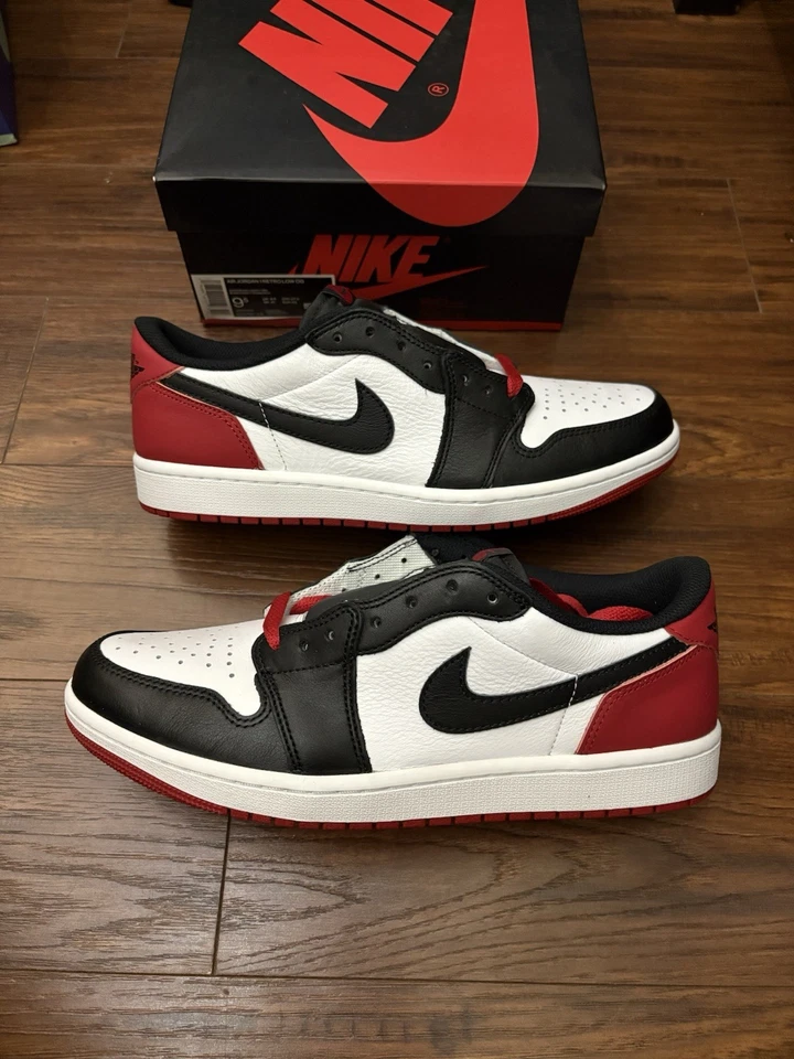 Nike Air Jordan 1 Retro Bajo OG Puntera Negra CZ0790-106 Talla 9.5 Totalmente Nuevas Foto 1 de 4