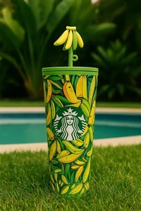 Starbucks X Farm Rio Banana Tumbler 24oz Banana Straw Topper Limited Edition Tasse - Bild 1 von 8