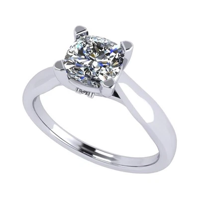 Platinum Plated 925 Sterling Silver 1.50 CTW Cushion CZ Engagement Ring - Sz 8.5 - Image 1 of 4
