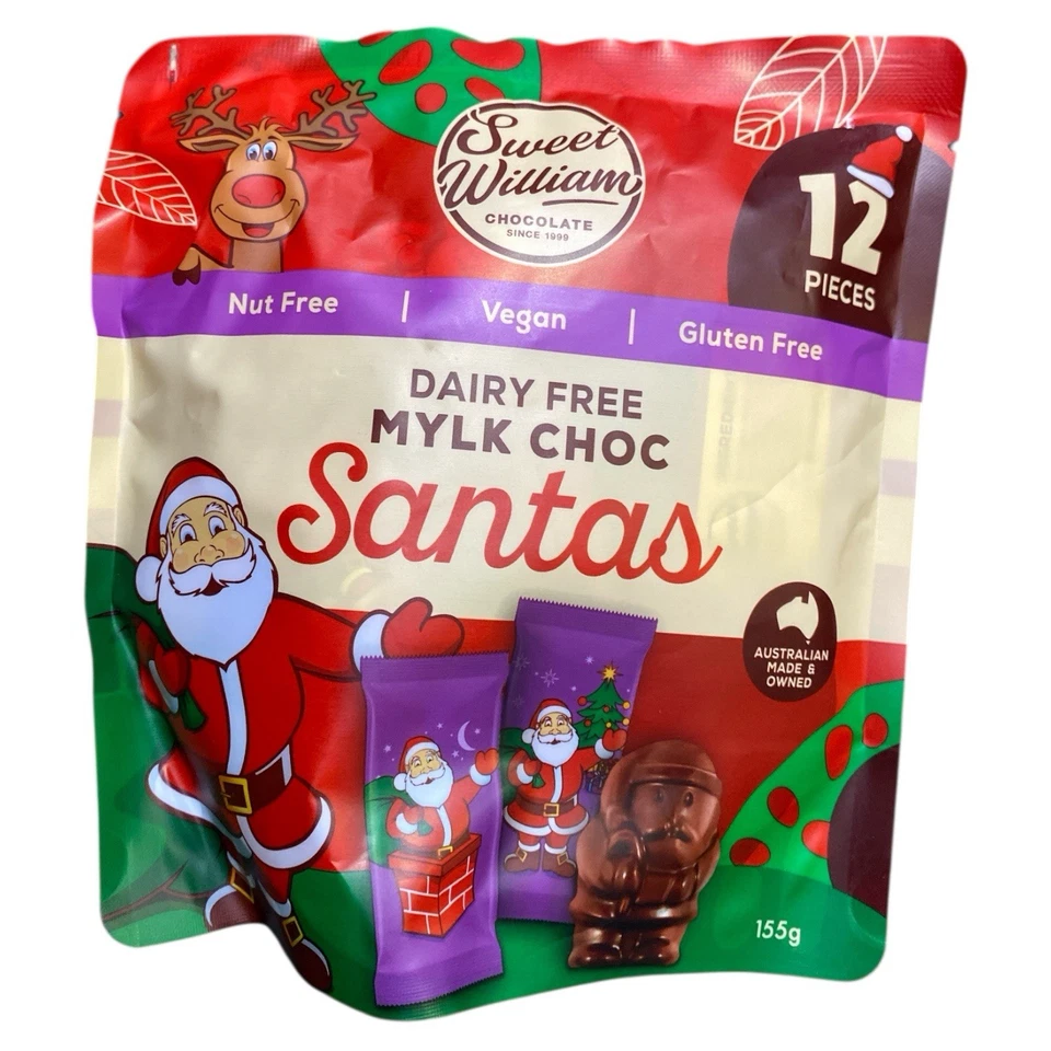 Sweet William Sin Lácteos Mylk Choc Santas 155 g Vegano Sin Nueces Sin Gluten Navidad Foto 1 de 4
